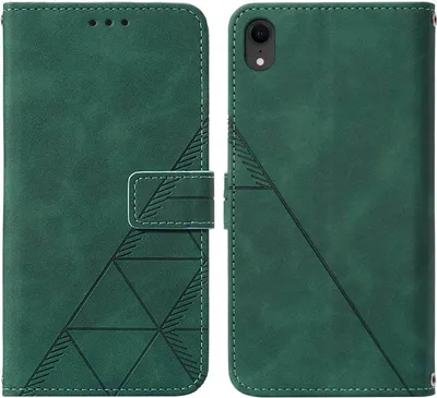 Image de Étui en cuir pour iPhone XR avec embossage, porte-cartes et support vert