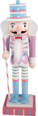 Produktbild von Clayre & Eef Weihnachtsdekorationsfigur Nussknacker 10x9x38 cm Rosa Holz