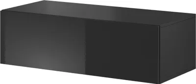 Produktbild von Furniture24 Hängeschrank Vigo Slant 100 cm Tv Lowboard  Schrank Unterschrank mit Klappe Schwarz/Schwarz Hochglanz