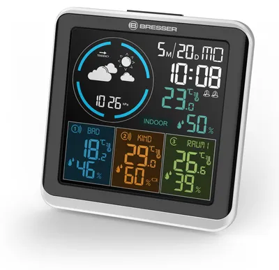 Produktbild von Bresser Optics Quadro Individio, Schwarz, Weiß, Innen-Hygrometer, Innen-Thermometer, Außen-Hygrometer, Außen-Thermometer, Hygrometer, Thermometer, Hygrometer, Thermometer, Kunststoff, F, °C