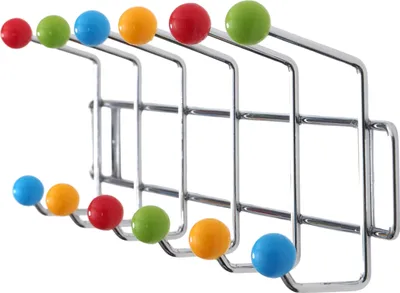 Produktbild von Garderobenleiste COLOUR BALL SILBER farbenfrohe Wandgarderobe 12Kugeln
