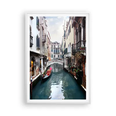 Produktbild von Gerahmtes Poster - Weißer Rahmen - Boot Brücke Tourismus Venedig - 70x100 cm - Wand Bild - Wanddeko - Wandbilder - Wandposter - Bilderrahmen - Bilder - Kunstdruck - Wandbild - P2WPA70x100-2157