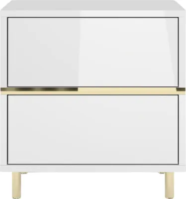 Produktbild von Marika Glamour Nachtschrank Mit Goldenen Akcentem / Hochglanz / 2 Schubladen / 49 X 29 X 50 Cm / Weiß