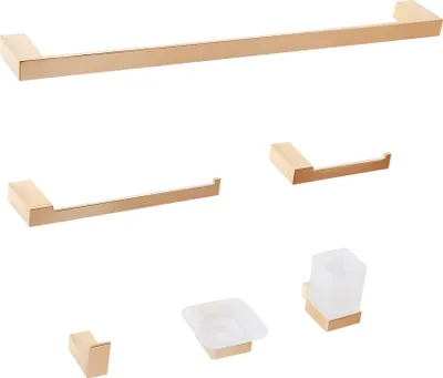 Produktbild von BELIANI Badezimmer-Halter-Set Gold Aluminium 6-Teilig Modern Badaccessoires Hardware-Set WC-Garnitur WC-Accessoires-Set Badausstattung Badzubehör