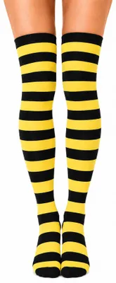 Produktbild von Overknees Kniestrümpfe "Ringelstrümpfe" | Gelb Schwarz gestreift