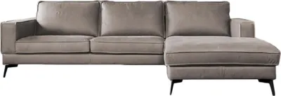 Produktbild von KAWOLA Sofa BLOOM Ecksofa Leder hellgrau Recamiere rechts