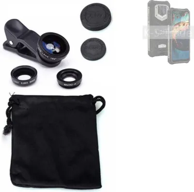 Produktbild von K-S-Trade Smartphone Kamera Linsen Set Kompatibel mit Oukitel WP15S 3in1 Clip-On Kamera Adapter Macro Weitwinkel FishEye Fischauge Objektiv Linse