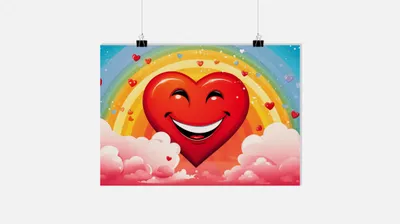 Produktbild von Lächelndes Herz Poster - Kinderzimmer Poster - Bunt Poster - 61x91cm - Perfekt zum Einrahmen