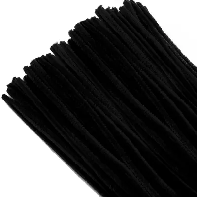 Pfeifenreiniger 100 Stück, schwarz, 6 mm x 30 cm, Basteldraht
