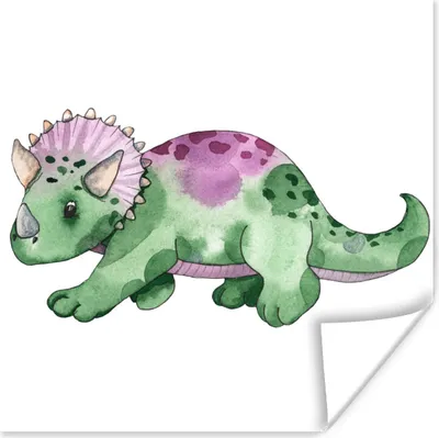 Produktbild von MuchoWow® Poster Dinosaurier - Kinderzimmer - Grün - Jungen - Mädchen - Kinder 50x50 cm - Wohnzimmerdekoration