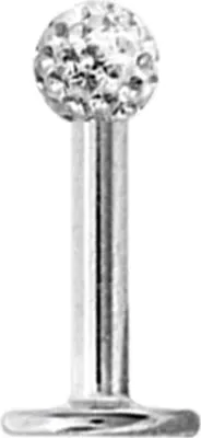 Produktbild von Karisma Edelstahl Labret Lippen Tragus Piercing Kugel 3mm Mit Kristall Elements Epoxydharz Schicht- Weiss - 8.0 Millimeter