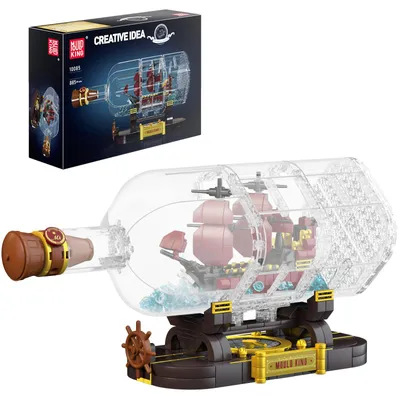 Obrázok produktu pre Mould King 10085 – Pirátska loď vo fľaši, stavebnica. Loď „The Queen Revenge“, zostaviteľný model, kolekcia, darček pre dospelých (885 dielikov)