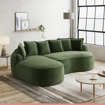 Image de Canapé Chenille Cloud en L, design sans structure, assise profonde, 252 x 164 x 67 cm, vert