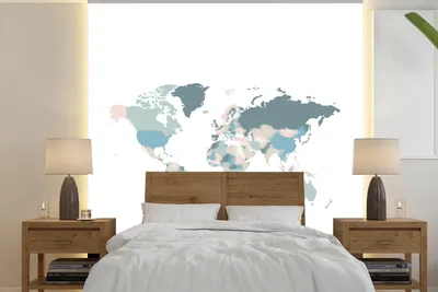 Produktbild von MuchoWow® Fototapete für Wohnzimmer oder Schlafzimmer Wandtapete Vinyl Motivtapete Weltkarte - Blau - Farben - 280x280 cm - Hintergrundbild