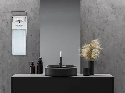 Produktbild von manueller Desinfektionsspender 1000 ml mit Pumphebel für Flüssigseife, Desinfektionsmittel oder Handlotion, Spender - Farbe:weiß