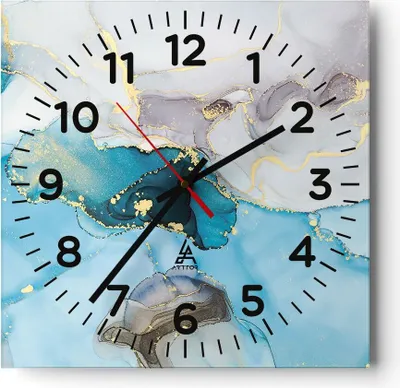 Produktbild von Wanduhr - Quadrat - Glasuhr - Marmor Modern Blau - 30x30cm - Schleichendes Uhrwerk - Lautlos - zum Aufhängen bereit - Dekoration Modern - Wanddekoration aus Glas - C4AC30x30-4792