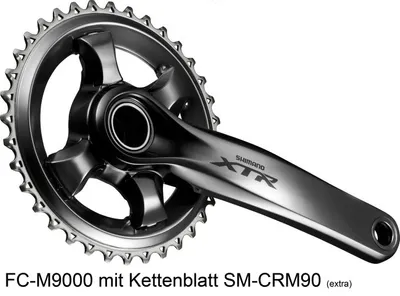 Produktbild von Shimano XTR Kurbelsatz FC-M9000 1-fach ohne Kettenblatt 170 mm 4-Arm schwarz