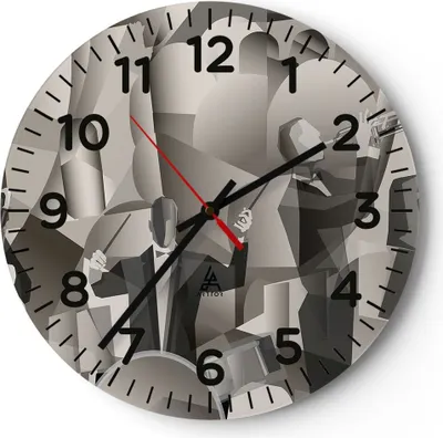Produktbild von Wanduhr - Rund - Glasuhr - Jazz Musik Musiker - 40x40cm - Schleichendes Uhrwerk - Lautlos - zum Aufhängen bereit - Dekoration Modern - Wanddekoration aus Glas - C4AR40x40-4119