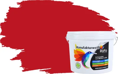 Produktbild von RyFo Colors Bunte Wandfarbe Manufakturweiß Chinarot 3l - weitere Rot Farbtöne und Größen erhältlich, Deckkraft Klasse 1, Nassabrieb Klasse 1