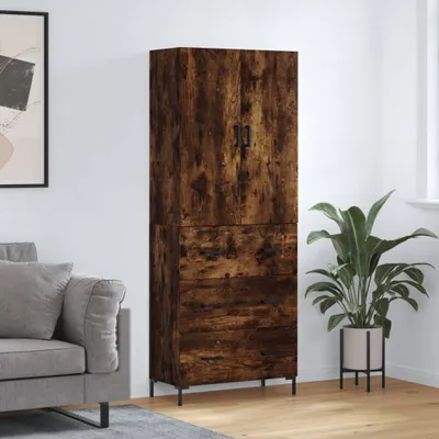 Produktbild von The Living Store Highboard Räuchereiche 69,5x34x180 cm Holzwerkstoff