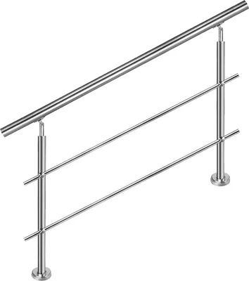 Produktbild von YUENFONG Schodiskové zábradlie Zábradlie z nehrdzavejúcej ocele na schody, vnútorné a vonkajšie, balkón, zábradlie, strieborné, dĺžka 150 cm, s 2 priečkami