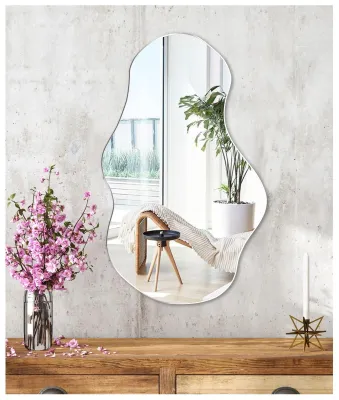 Image de Omgoods - Miroir mural irrégulier sans cadre, idéal pour la décoration et le maquillage