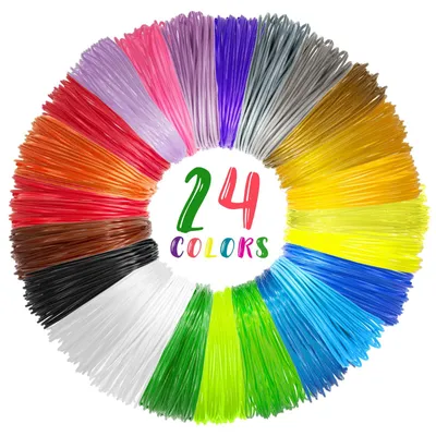 3D-Stift PLA-Filament 24 Farben, 1,75 mm, 240 Fuß, mit Fingerkappen