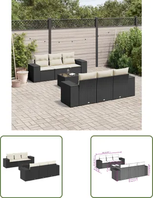 Produktbild von The Living Store 7-tlg. Garten-Sofagarnitur mit Kissen Schwarz Poly Rattan