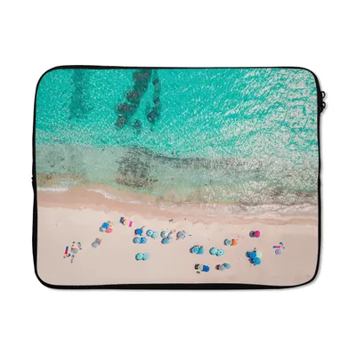 Produktbild von MuchoWow® Laptop Hülle 17 Zoll Laptoptasche Meer - Strand - Sommer - Sonnenschirme - Blau - Zipper - Schutzabdeckung