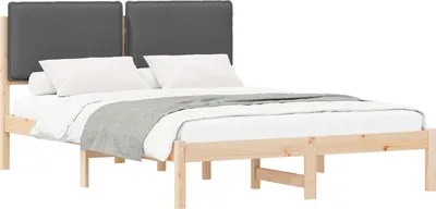 Zdjęcie produktu dla Ramka łóżka z tapicerowanym wezgłowiem Ciemnoszary 150 x 200 cm