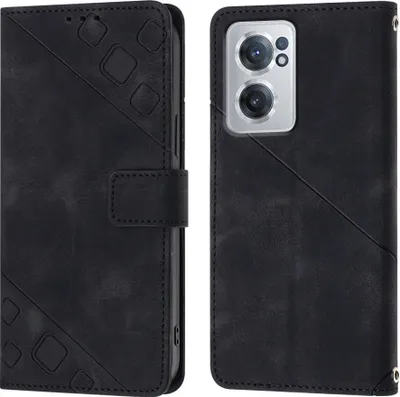 Produktbild von Hülle für OnePlus Nord CE 2 5G Prägung Flip Leder Brieftasche Schutzhülle mit Ständer Schwarz