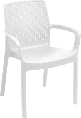 Produktbild von Gartenstuhl Dmoll, Gartensitz, Stuhl für Esstisch, Sessel für den Außenbereich in Rattan-Optik, 100 %  Italy, 54x60h82 cm, Weiß
