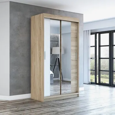 Produktbild von Schwebetürenschrank, 2-türig Schrank 120 cm mit Spiegel NEO