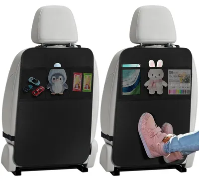 Immagine prodotto di VINATO, 2 protezioni per schienale auto per bambini, con 3 tasche organizer, per sedili auto