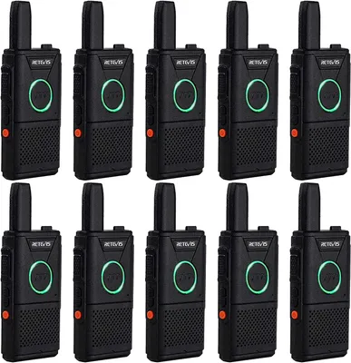 Obrázok produktu pre Retevis RT618 Mini vysielačka, PMR446 Dual PTT Handheld Radio Nabíjateľná dvojcestná rádiová núdzová dvojcestná vysielačka pre školskú nemocnicu (čierna, 10 ks)