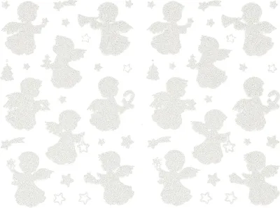 Produktbild von Oblique Unique 48 Weihnachts Sticker Glitzernd Aufkleber für Weihnachten Xmas Geschenk Deko - Engel + Sterne weiß