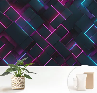 Produktbild von Fototapete selbstklebend - 152x104 cm - Tapete - Wandtapete - Wandbilder - Klebefolie - Dekofolie - Tapete Folie - Wand - Dekoration - Wohnzimmer - Neongeometrie