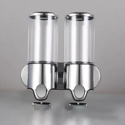 Produktbild von (transparent) 500 ml x 2 Seifenspender zur Wandmontage, Doppelkopf-Handseifenspender, Flüssig-Duschgel-Shampoo-Spender für Küche, Badezimmer, Hotel
