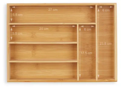 Bestekbak Bambus 6 Fächer 5x25,5x35,5 cm natur