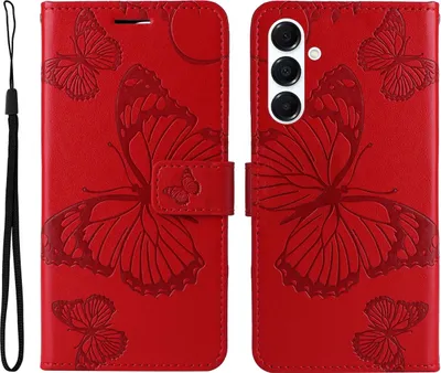 Produktbild von Mobigear Butterfly  Samsung Galaxy A26 Hülle Klapphülle Geldbörse - Rot