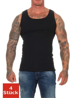 Produktbild von 4 Stück Unterhemd Feinripp 100% Baumwolle; Schwarz/2XL