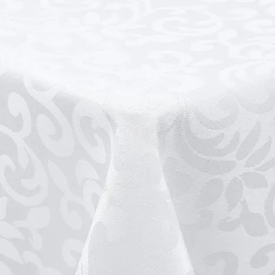 Produktbild von Polyester Tafelkleed Rechthoekig 130x130cm Jacquard Ornamenten Wasbaar Gemakkelijk te onderhouden Vuilafstotend, Weiss