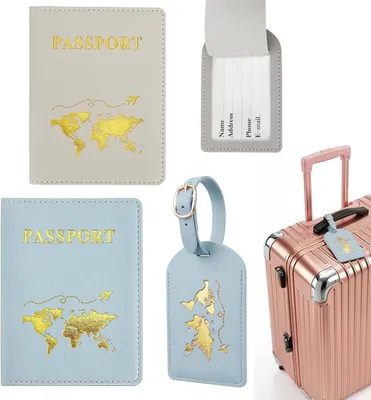 Zdjęcie produktu dla Etui na paszport z 2 etykietami na bagaż, zestaw 2 sztuk