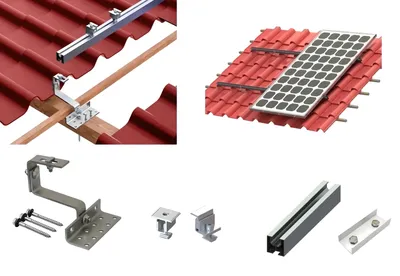 Image de Centrale électrique pour balcon Support de toit en tuiles pour 5 panneaux Panneau solaire PV Support de toit