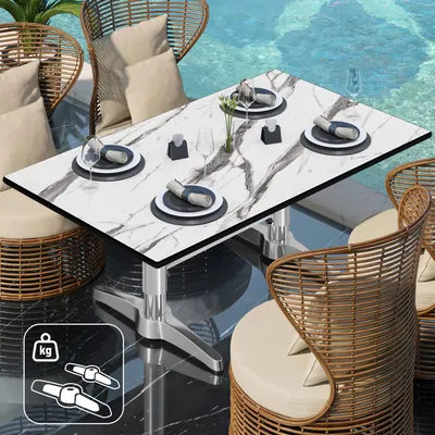 Produktbild von CPBL | Compact Loungetisch | B:T:H 120 x 70 x 42 cm | Weiß-Marmor / Aluminium | Zusatzgewicht | Bistro Loungetisch Gastro Tisch