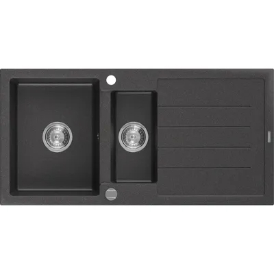 Zdjęcie produktu dla Mexen Andres zlewozmywak granitowy 1,5-komorowy z ociekaczem 1000 x 500 mm, czarny nakrapiany, syfon chrom - 6515101510-76