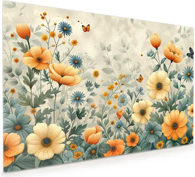Produktbild von Küchenrückwand Spritzschutz Glas mit Motiv Blumenwiese 40 x 40 cm