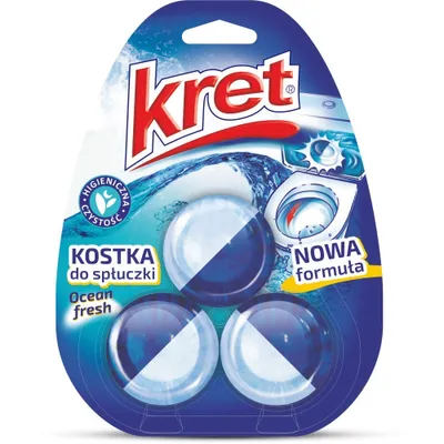 Obrázek produktu pro Kret Color Power Ocean Fresh s Efektem Modré Vody, Blok na Spláchnutí, 3 x 50g: Čistící Blok pro Toaletu
