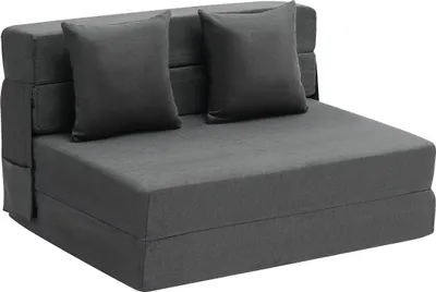 Zdjęcie produktu dla Narożnik sofa rozkładana 3w1 z poduszkami ciemnoszara do salonu sypialni