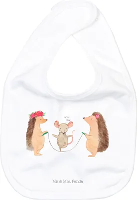 Produktbild von Mr. & Mrs. Panda Lätzchen Igel Seilhüpfen - Weiß - Geschenk, Für Babys, Baumwoll, Lustige Sprüche, Maus, Kindergarten, Seilspringen, Kinder, Baumwolle, Babylätzchen